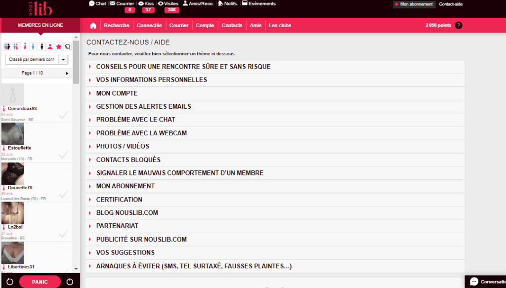 Service client site de rencontre Nouslib